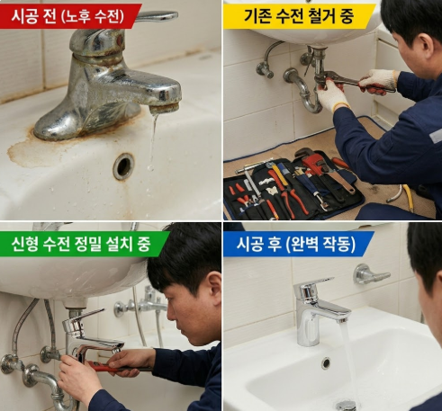 수전교체 전후 사진