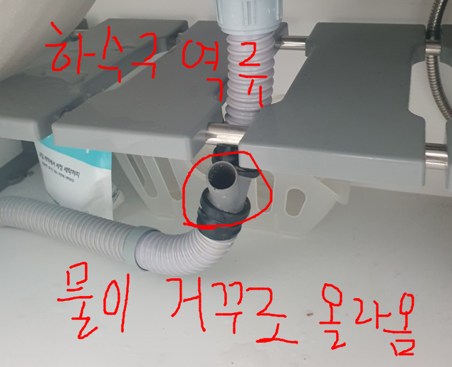 하수구가 역류해서 물이 거꾸로 올라옴