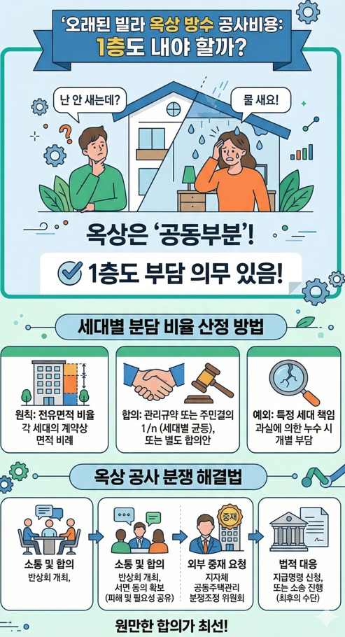 빌라 옥상 방수비용 분담금 정리