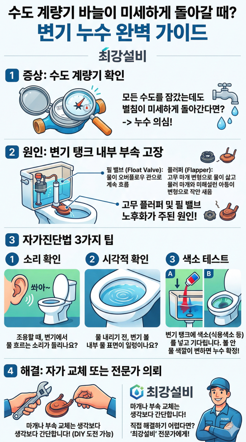 계량기 잠궜을때 눈금이 움직이면