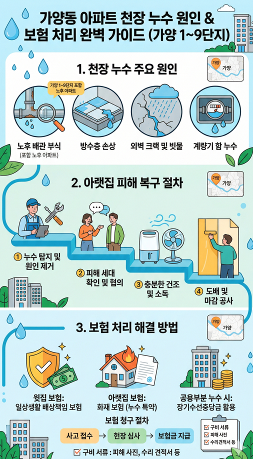 가양동 아파트 단지 누수 피해시 보험처리 해결방법