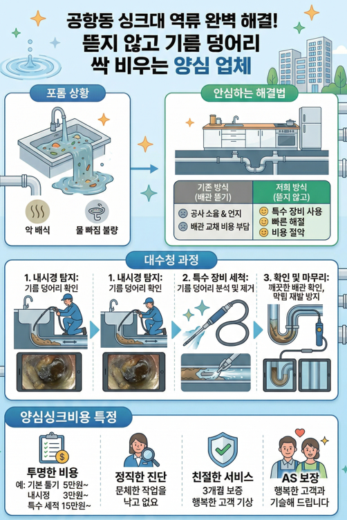 공항동 싱크대 막혔을때 뜯지 않고 해결하는 방법
