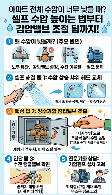 아파트 전체 수압이 약할 때 확인해야 할것