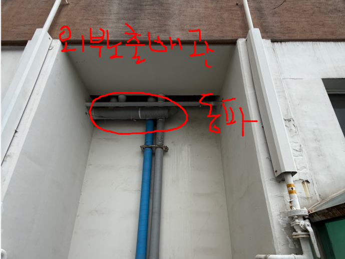 외부에 노출된 배관 동파