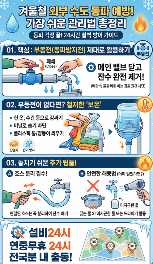 겨울철에 외부수도 동파 방지하는 방법