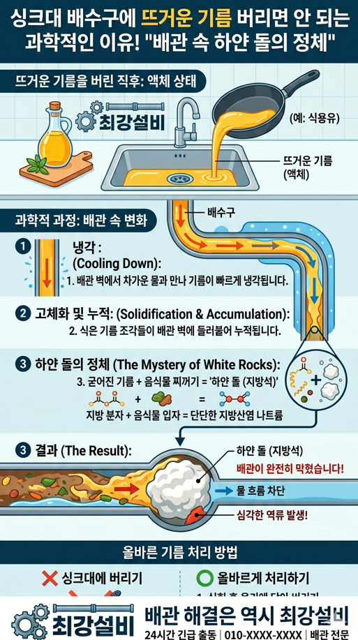 절대로 싱크대에 기름을 버리면 안됩니다