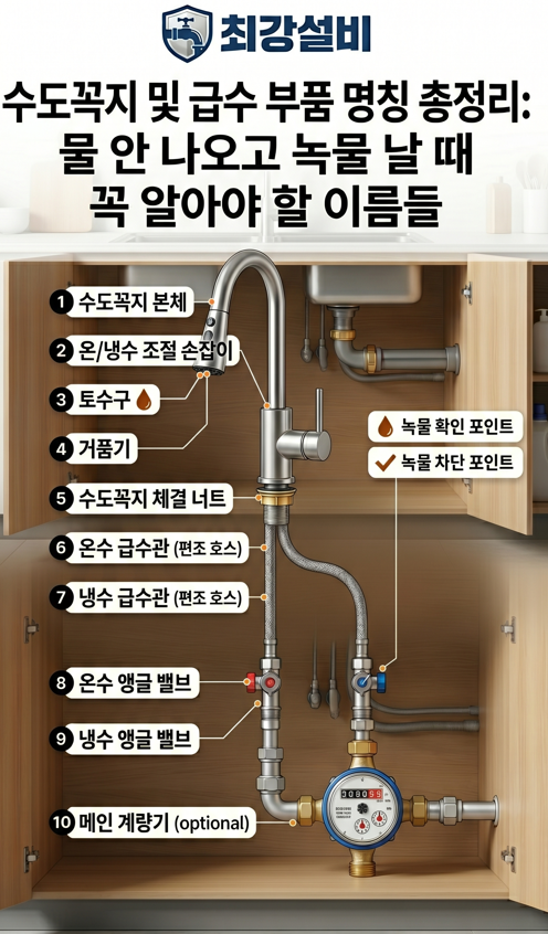 수도꼭지 관련 부품 이름과 명칭