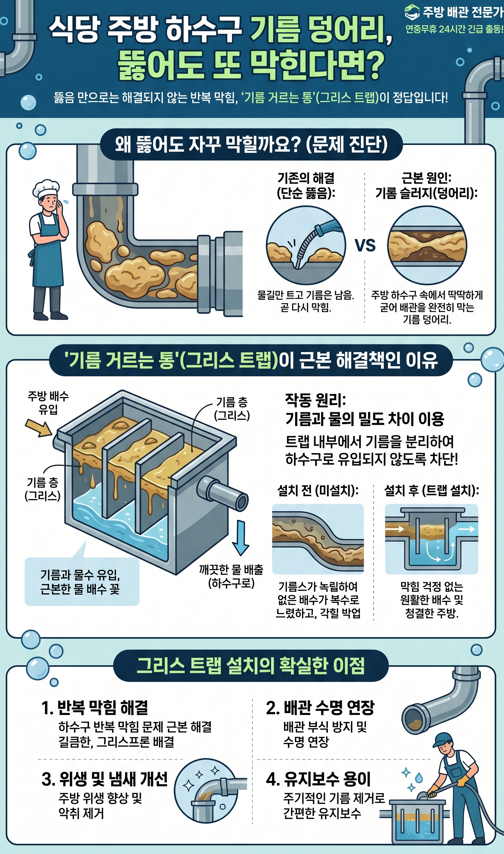 기름으로 하수구가 자주 막힐때 해결방법