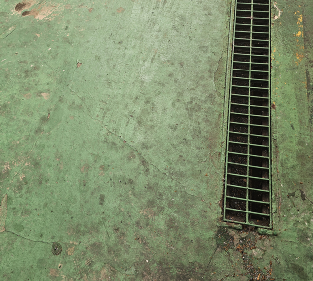 옥상 하수구 낙엽으로 인한 막힘