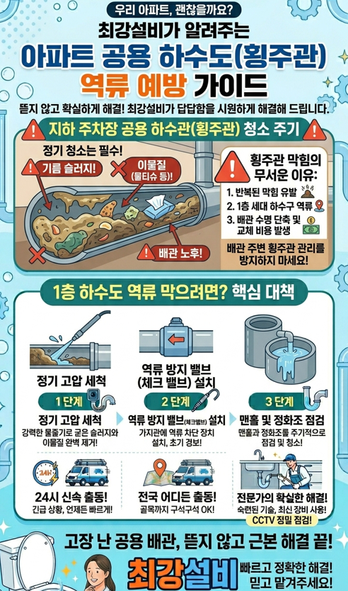아파트 공용하수구 청소 및 막힘