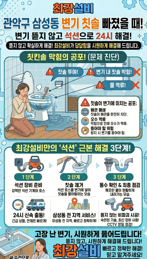 삼성동 변기 칫솔 빠졌을때 해결해 드립니다