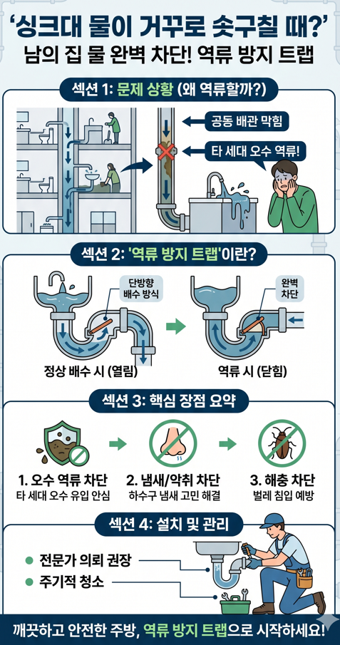 하수구 역류방지 트랩 작동원리