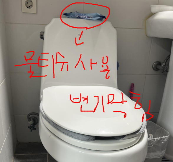 과도한 물티슈 사용으로 인한 변기막