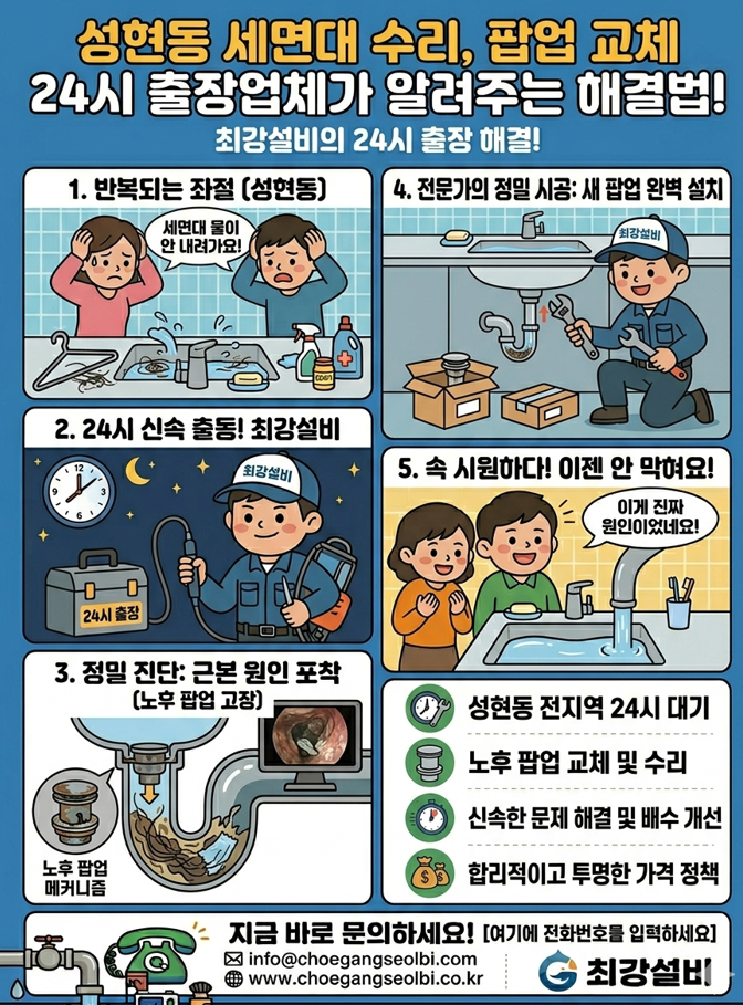 세면대 팝업 고착 고장