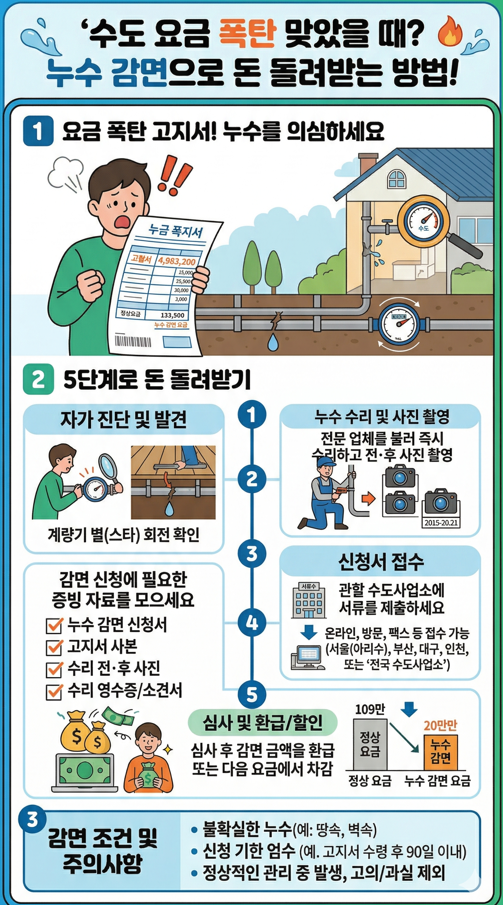 수도요금 폭탄 맞았을때 돈 돌려받는법