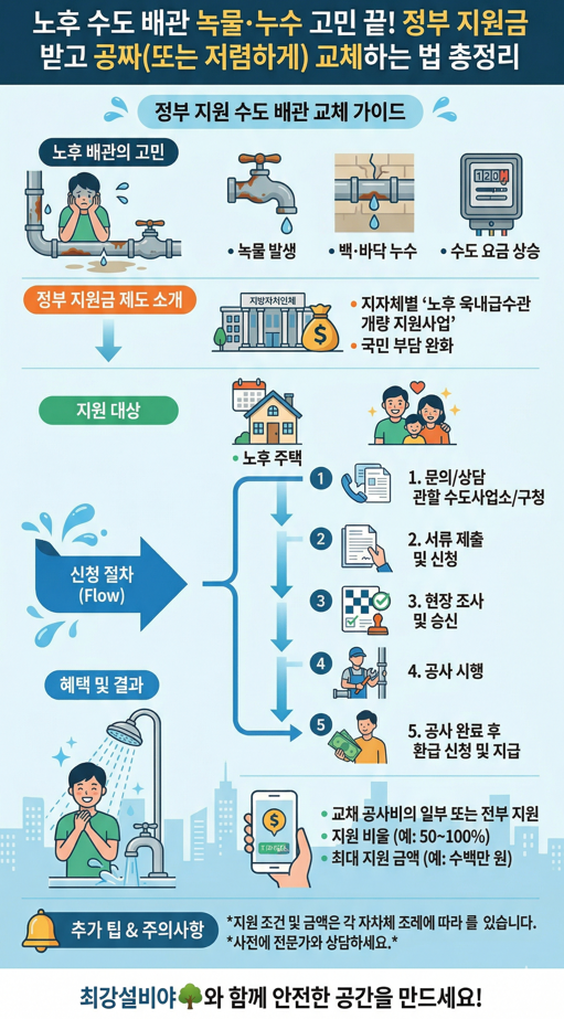 오래된 수도배관 녹물 누수 정부지원금 받는 방법